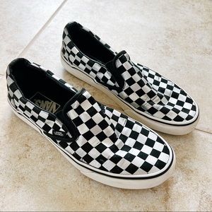 Vans Silver Black Checkered Slip On Sneakers